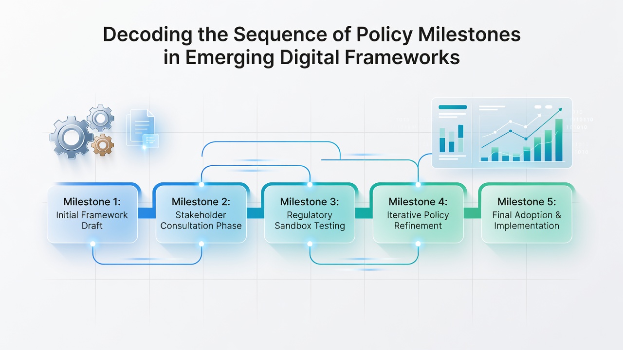 Policy experts reviewing digital framework documents at an international regulatory summit